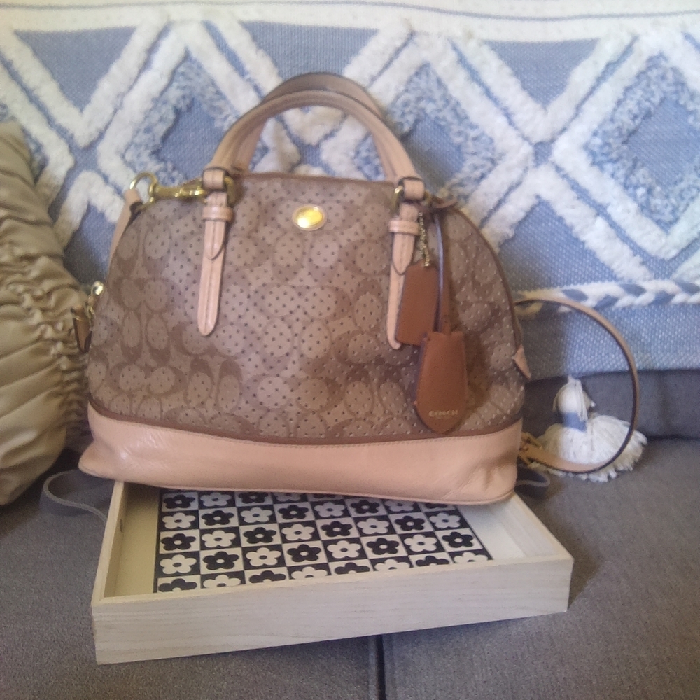 Coach Brown and Pink Satchel with Elegant Design